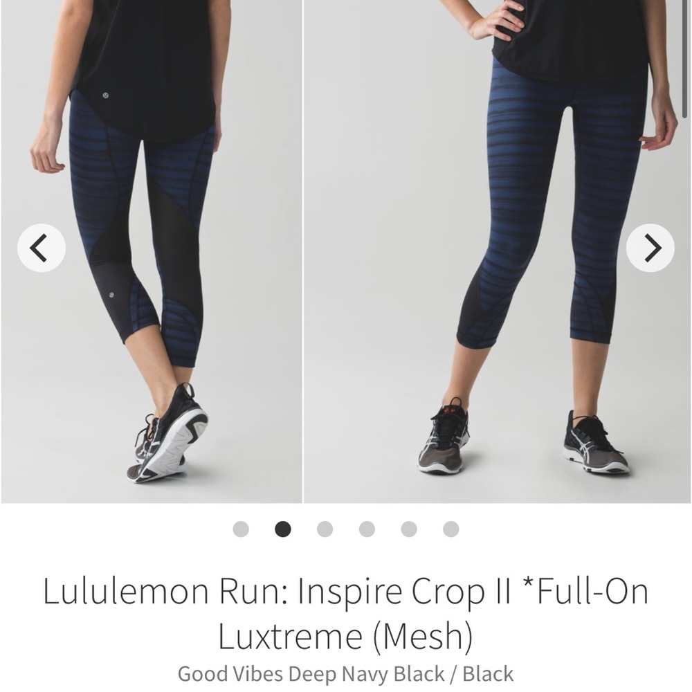Lululemon Run Inspire Crop in color Good vibes Deep navy black size 8